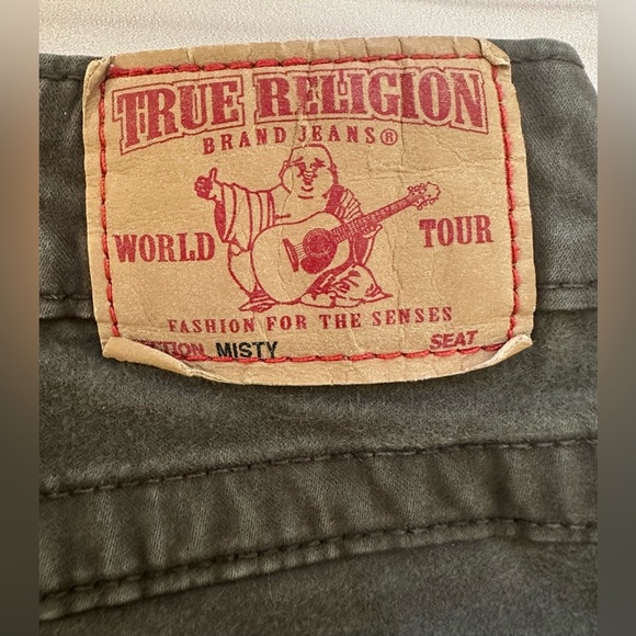 True Religion Women’s 27x29 Misty Green Flap Pocket Stretch Skinny Jeans Vintage - Picture 4 of 12